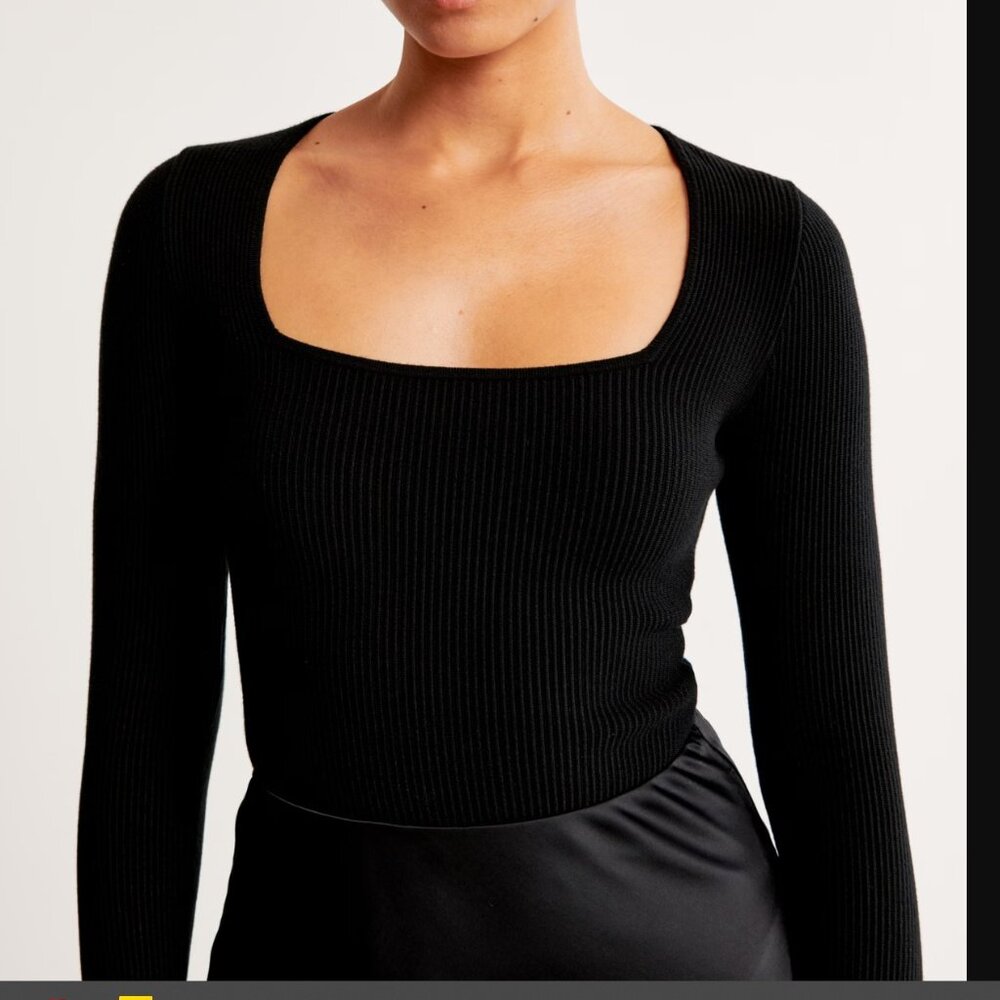 NWT Abercrombie Black Long Sleeve Ottoman Bodysuit XS